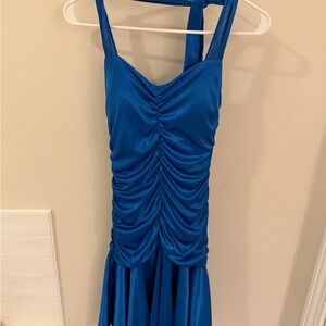 Elegant Blue Ruched Dress -